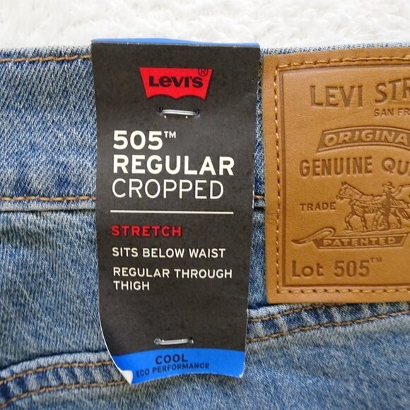 Levi's 505 Cropped Jeans Size 32x20 Blue Denim Stretch - Picture 6 of 8